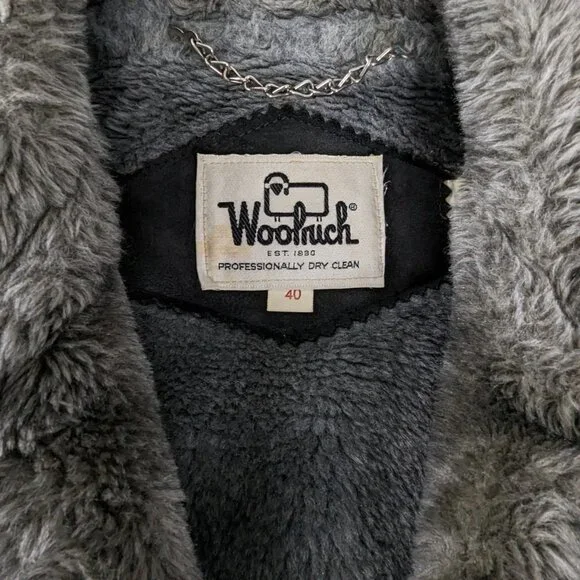 VTG Woolrich Gray Black Red Plaid Houndstooth Wool Fur Lined Long Coat 60s 70s - Picture 5 of 9